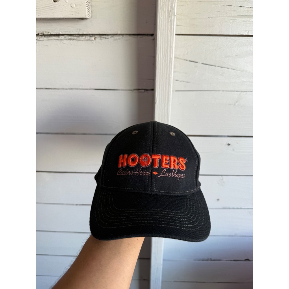 Hooters Casino Hotel Las Vegas Hat Mens Black Orange Embroidered Baseball Cap